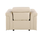 1126 DivanItalia Beige Top Grain Italian Leather Power Reclining Chair with Power Headrest