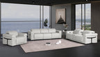 1126 DivanItalia LIght Grey 7-Piece Modular Power Reclining Sofa, Loveseat, and Chair Set – 6 Recliners, Top Grain Italian Leather