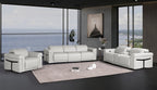 1126 DivanItalia LIght Grey 6-Piece Modular Power Reclining Sofa, Loveseat, and Chair Set – 6 Recliners, Top Grain Italian Leather with Power Headrests
