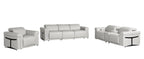 1126 DivanItalia LIght Grey 7-Piece Modular Power Reclining Sofa, Loveseat, and Chair Set – 6 Recliners, Top Grain Italian Leather