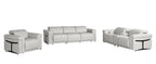 1126 DivanItalia LIght Grey 6-Piece Modular Power Reclining Sofa, Loveseat, and Chair Set – 6 Recliners, Top Grain Italian Leather with Power Headrests