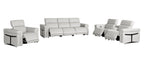 1126 DivanItalia LIght Grey 7-Piece Modular Power Reclining Sofa, Loveseat, and Chair Set – 6 Recliners, Top Grain Italian Leather