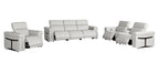 1126 DivanItalia LIght Grey 6-Piece Modular Power Reclining Sofa, Loveseat, and Chair Set – 6 Recliners, Top Grain Italian Leather with Power Headrests