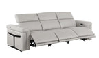 1126 DivanItalia LIght Grey 7-Piece Modular Power Reclining Sofa, Loveseat, and Chair Set – 6 Recliners, Top Grain Italian Leather