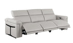 1126 DivanItalia LIght Grey 6-Piece Modular Power Reclining Sofa, Loveseat, and Chair Set – 6 Recliners, Top Grain Italian Leather with Power Headrests