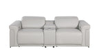 1126 DivanItalia LIght Grey 6-Piece Modular Power Reclining Sofa, Loveseat, and Chair Set – 6 Recliners, Top Grain Italian Leather with Power Headrests