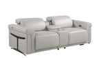 1126 DivanItalia LIght Grey 7-Piece Modular Power Reclining Sofa, Loveseat, and Chair Set – 6 Recliners, Top Grain Italian Leather