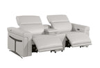 1126 DivanItalia LIght Grey 6-Piece Modular Power Reclining Sofa, Loveseat, and Chair Set – 6 Recliners, Top Grain Italian Leather with Power Headrests
