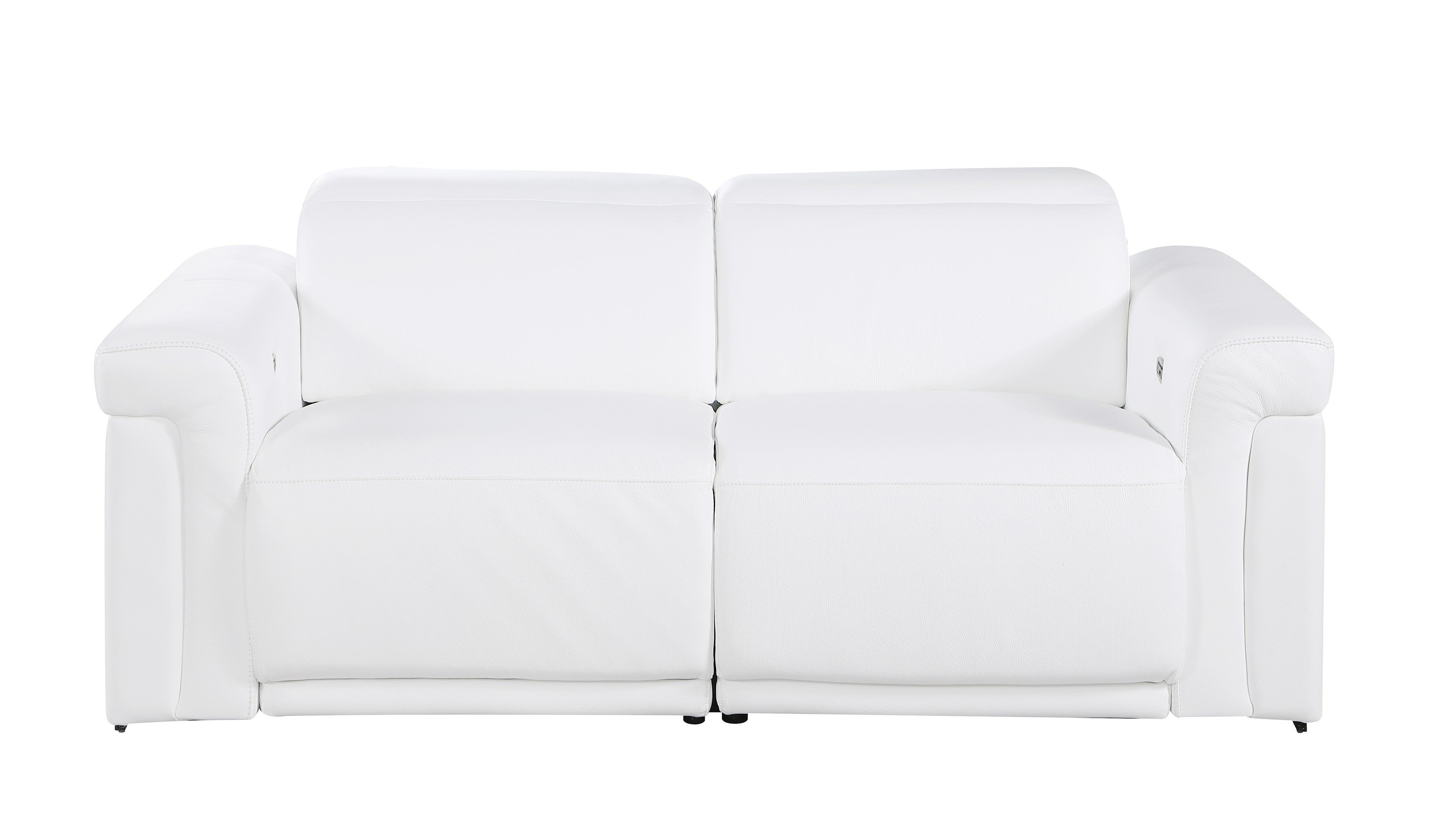 1126 DivanItalia White 6-Piece Modular Power Reclining Sofa, Loveseat, and Chair Set – 6 Recliners, Top Grain Italian Leather with Power Headrests