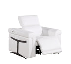1126 DivanItalia White 6-Piece Modular Power Reclining Sofa, Loveseat, and Chair Set – 6 Recliners, Top Grain Italian Leather with Power Headrests