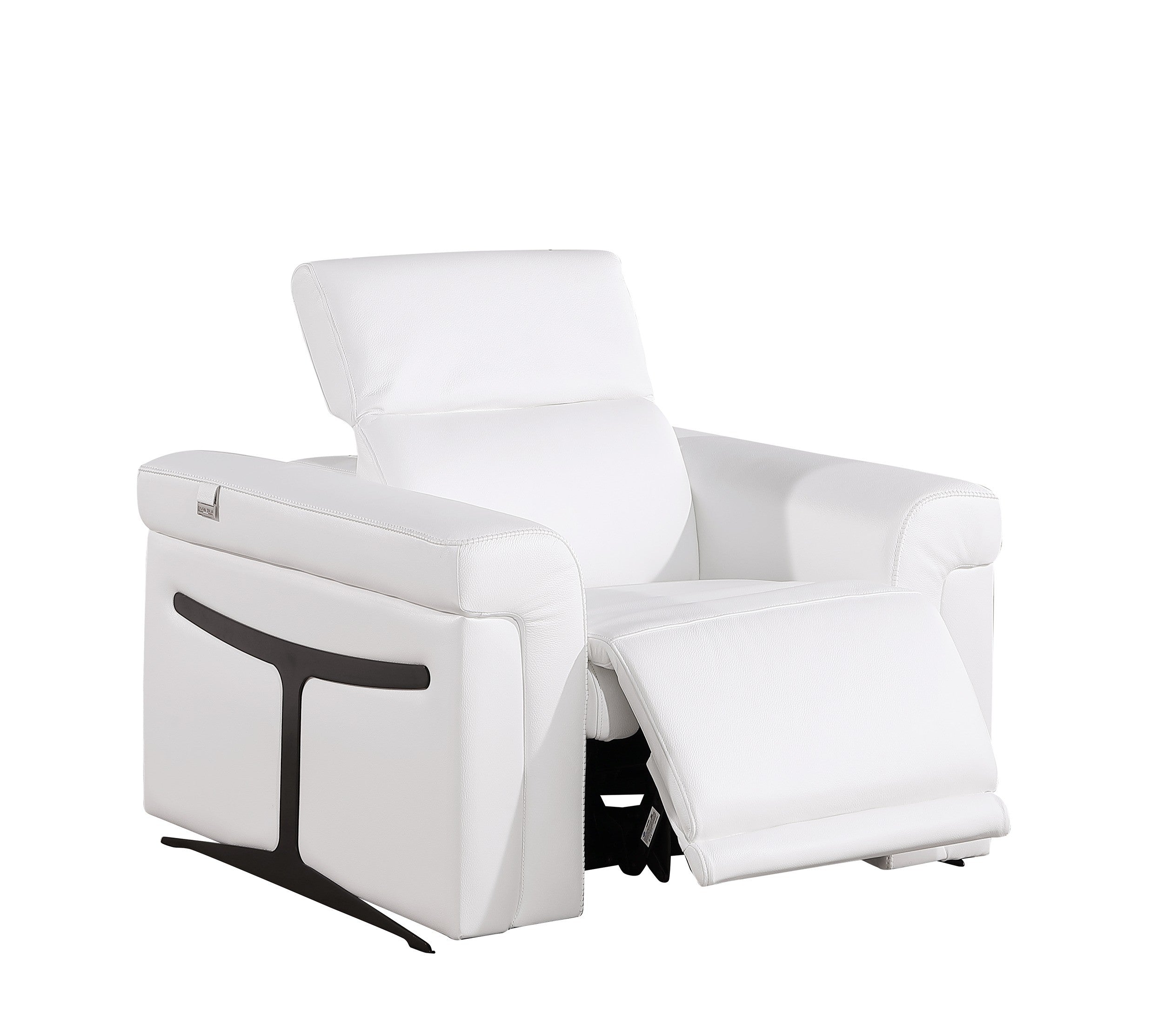 1126 DivanItalia White 6-Piece Modular Power Reclining Sofa, Loveseat, and Chair Set – 6 Recliners, Top Grain Italian Leather with Power Headrests