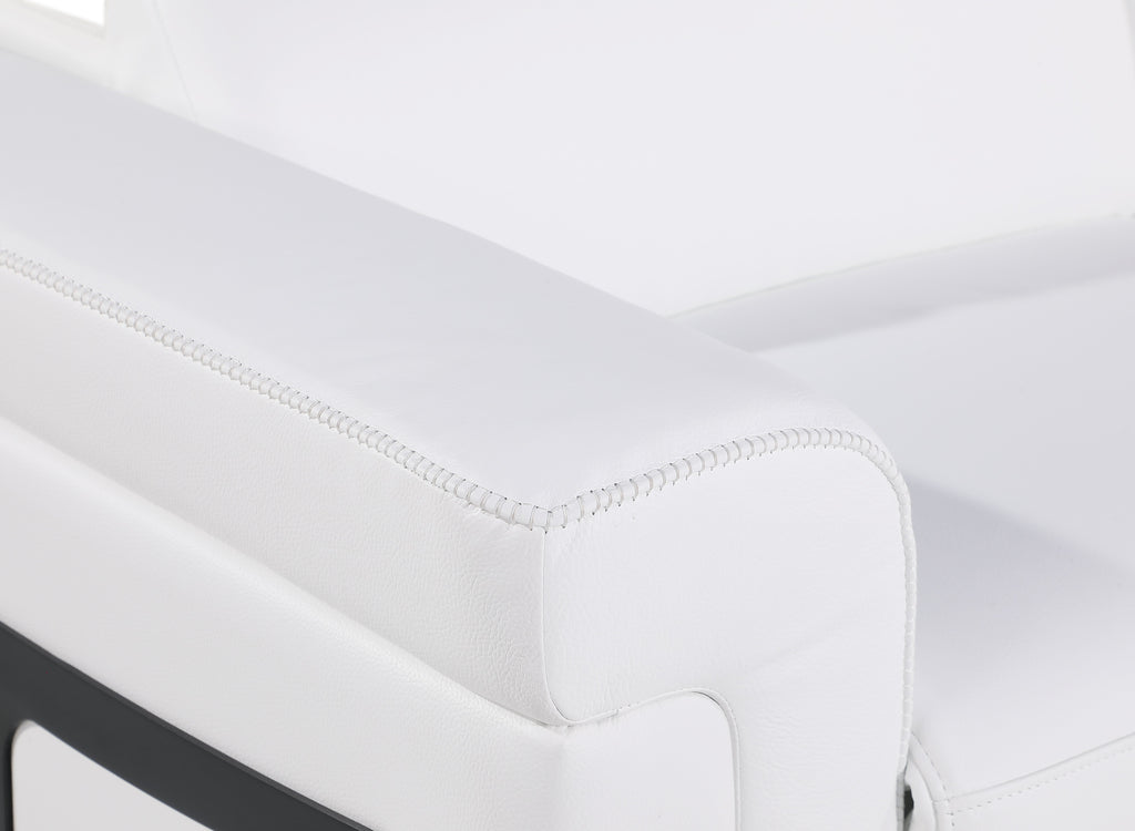 1126 DivanItalia White Top Grain Italian Leather Power Reclining Sofa with Power Headrest