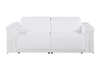 1126 DivanItalia White Top Grain Italian Leather Power Reclining Sofa with Power Headrest