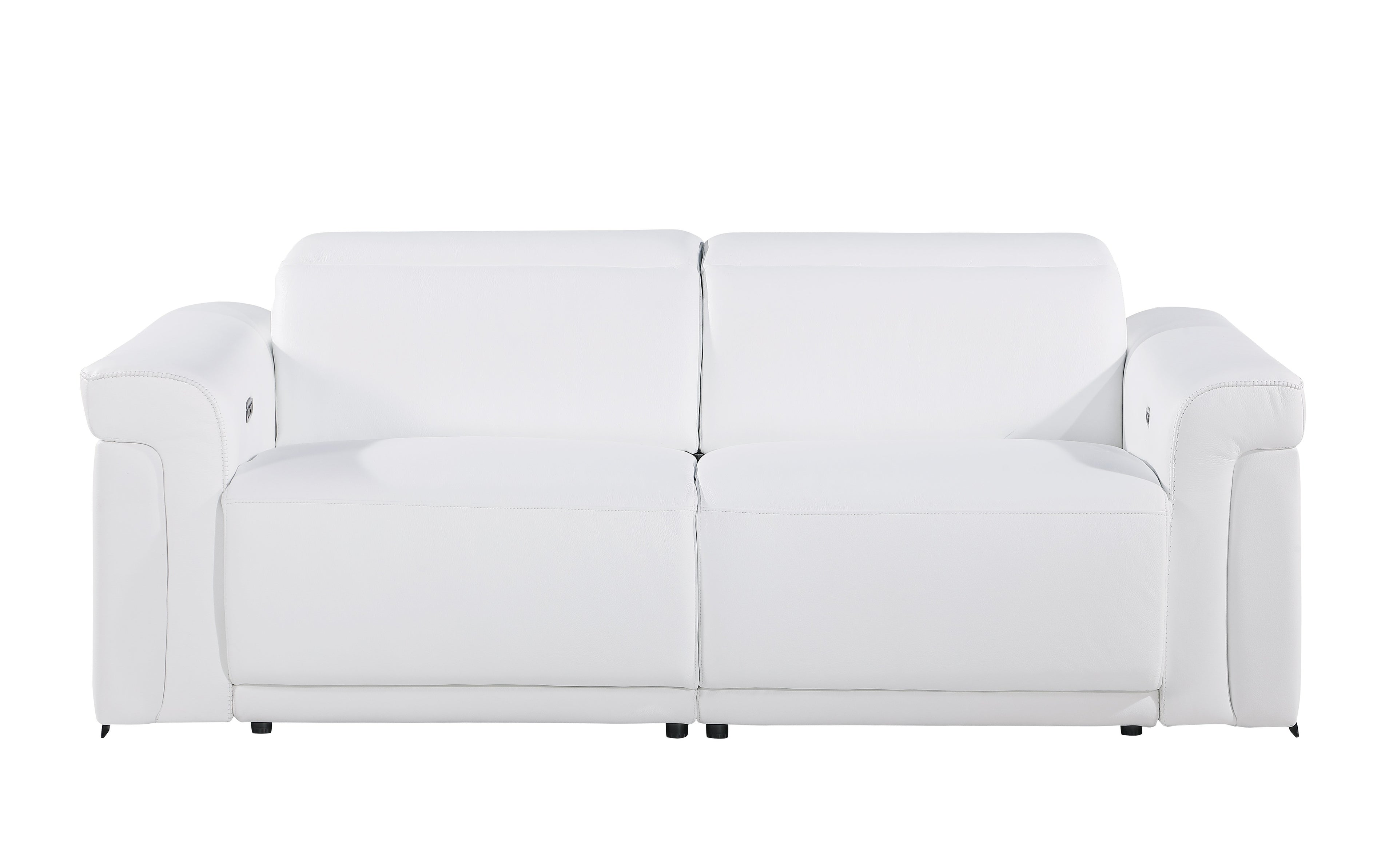 1126 DivanItalia White Top Grain Italian Leather Power Reclining Sofa with Power Headrest