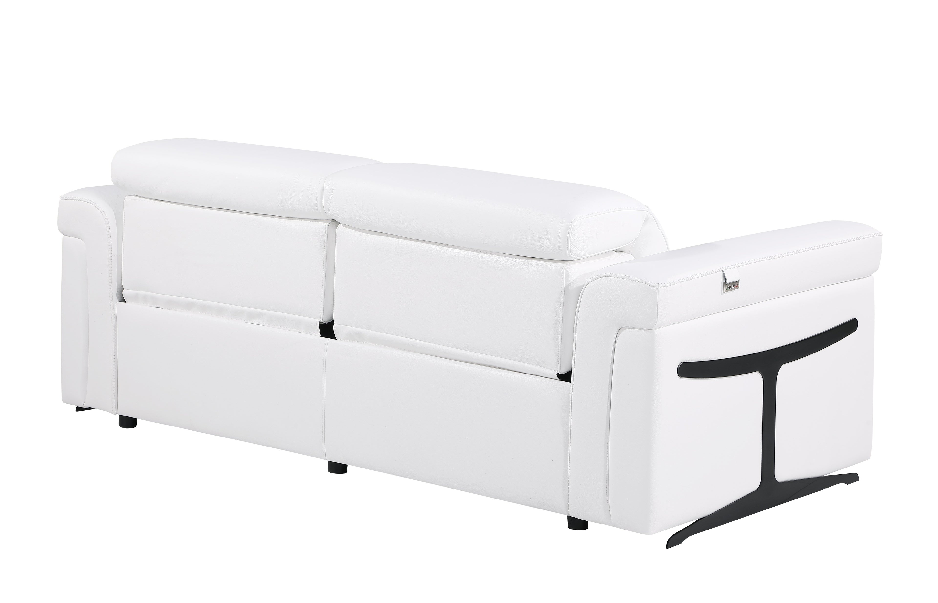 1126 DivanItalia White Top Grain Italian Leather Power Reclining Sofa with Power Headrest