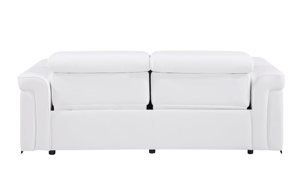 1126 DivanItalia White Top Grain Italian Leather Power Reclining Sofa with Power Headrest