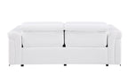 1126 DivanItalia White Top Grain Italian Leather Power Reclining Sofa with Power Headrest