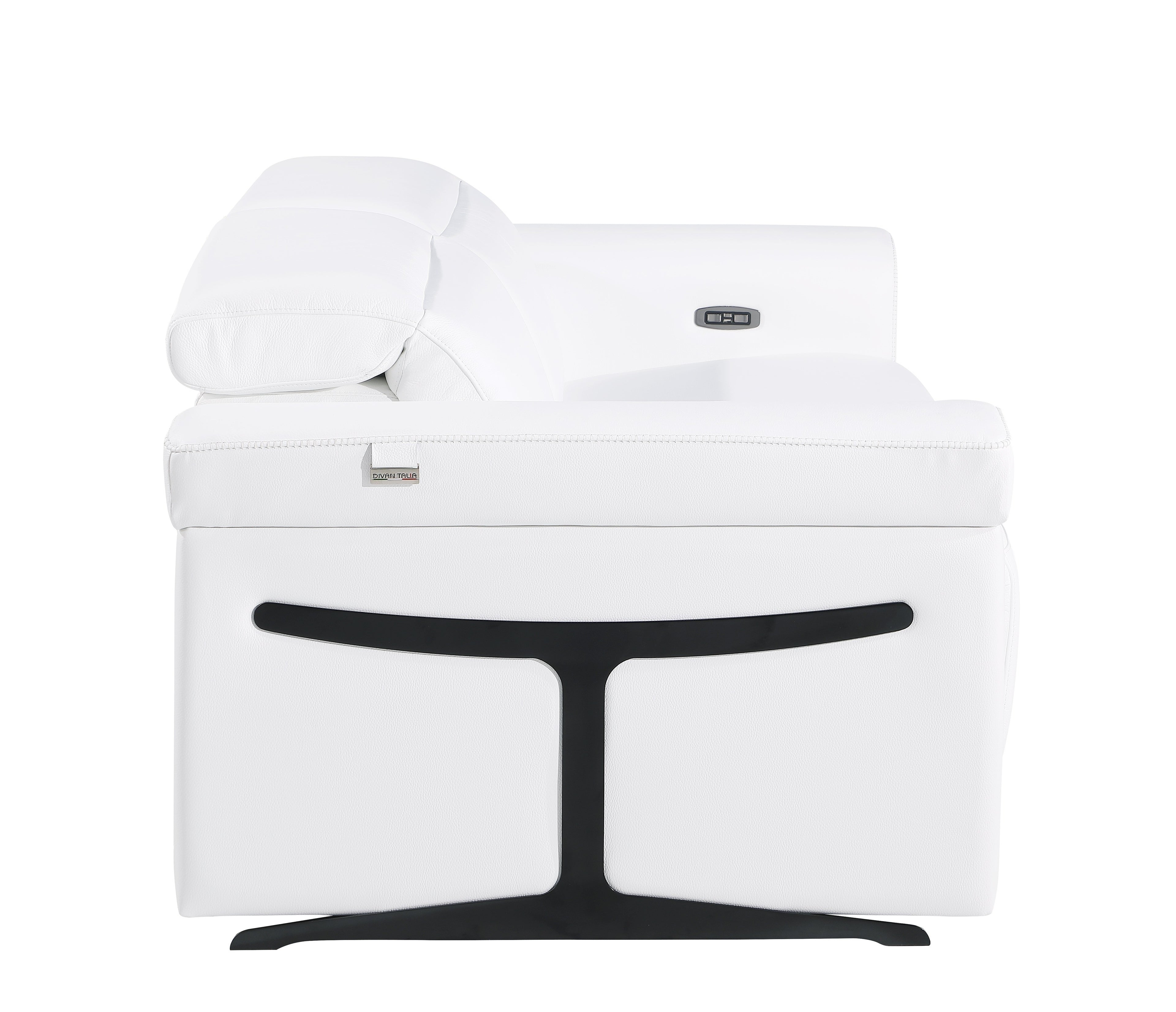 1126 DivanItalia White Top Grain Italian Leather Power Reclining Sofa with Power Headrest