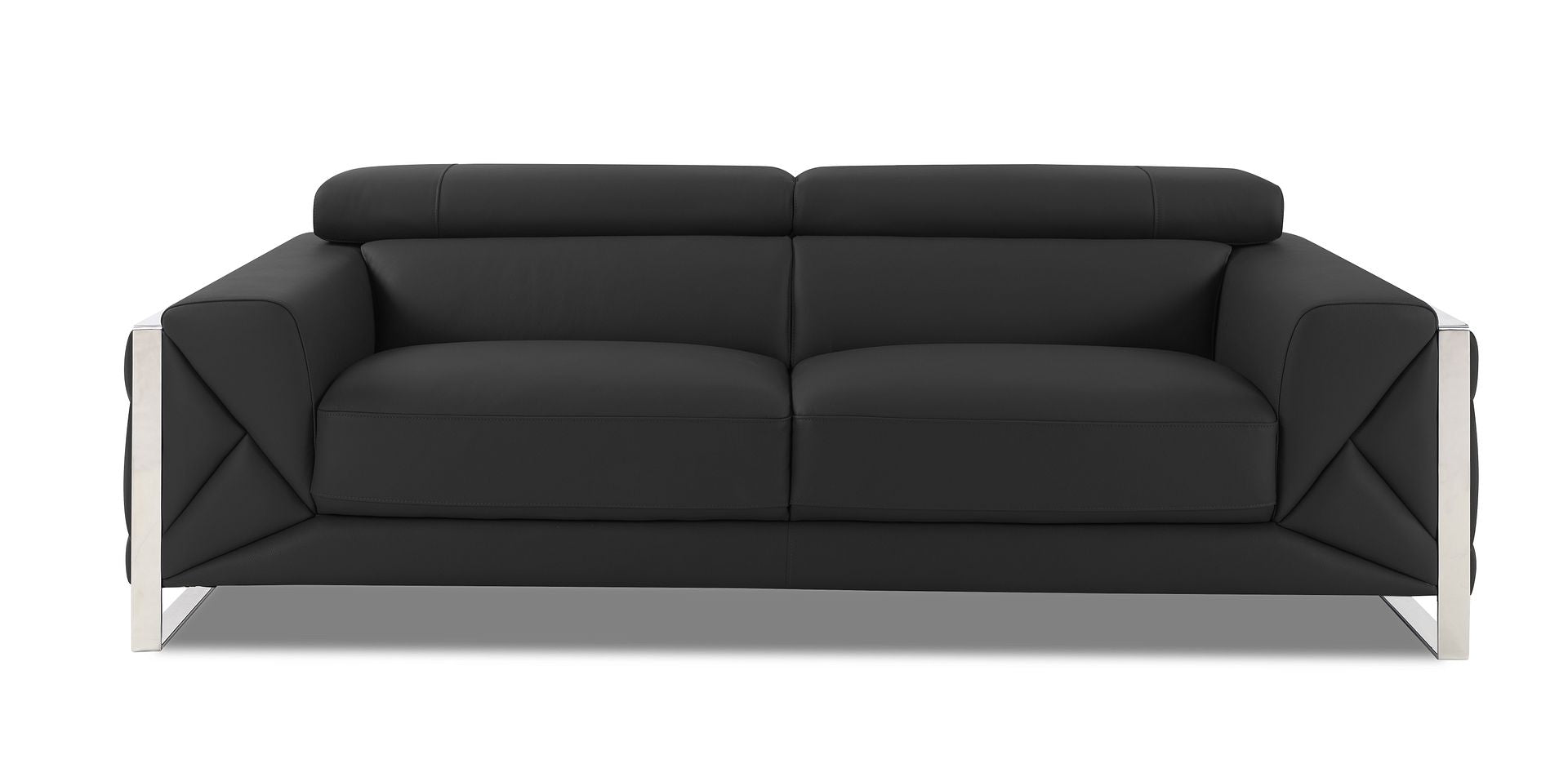 903 Divanitalia Sofa with Adjustable Headrest in Top-grain Italian Leather - Dark Grey