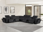 1224 Divanitalia 8-Piece L-Shaped Sectional Sofa in Top Grain Italian Leather with 4 Power Recliners & Power Headrests