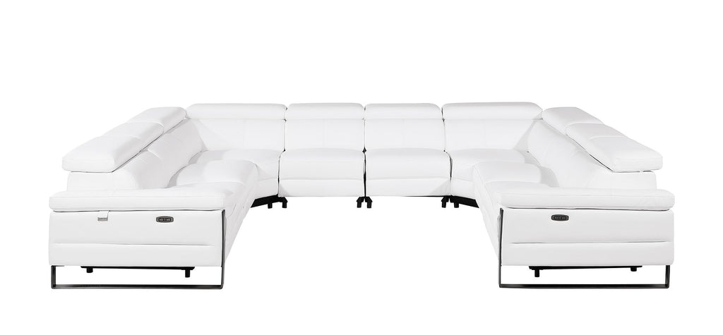 1246 Divanitalia 8-Piece U-Shaped Modular Power Reclining Sectional Sofa with 4 Power Recliners and Power Headrests - Top Grain Italian Leather