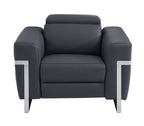 990 Divanitalia Power Reclining Arm Chair with Power Headrest in Top-grain Italian Leather - Dark Grey - SKU 990-DK-GRAY-CH