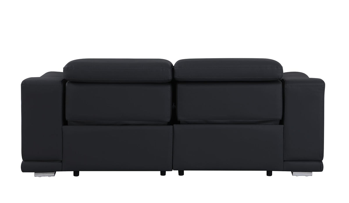 9762 Divanitalia 2-Piece Modular Power Reclining Console with 2 Power Recliners in Top Grain Italian Leather - Black - SKU 9762-BLACK-2.2-HT - view 7