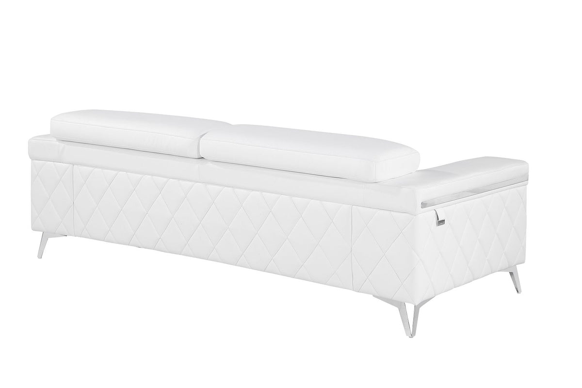 1140 Divanitalia 2-Piece Sofa Set with Adjustable Headrest in Top-grain Italian Leather - White - SKU 1140-WHITE-2PC - view 5