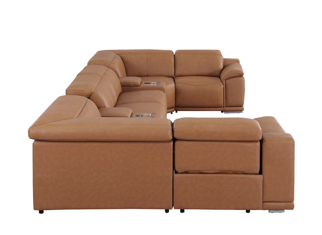 9762 Divanitalia 8-Piece U-Shaped Top Grain Italian Leather Sectional Sofa with 4 Power Recliners