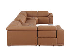 9762 Divanitalia 8-Piece U-Shaped Top Grain Italian Leather Sectional Sofa with 4 Power Recliners
