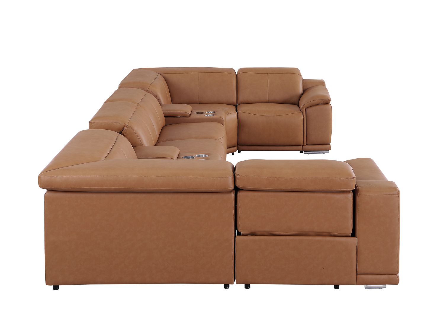 9762 Divanitalia 8-Piece U-Shaped Top Grain Italian Leather Sectional Sofa with 4 Power Recliners
