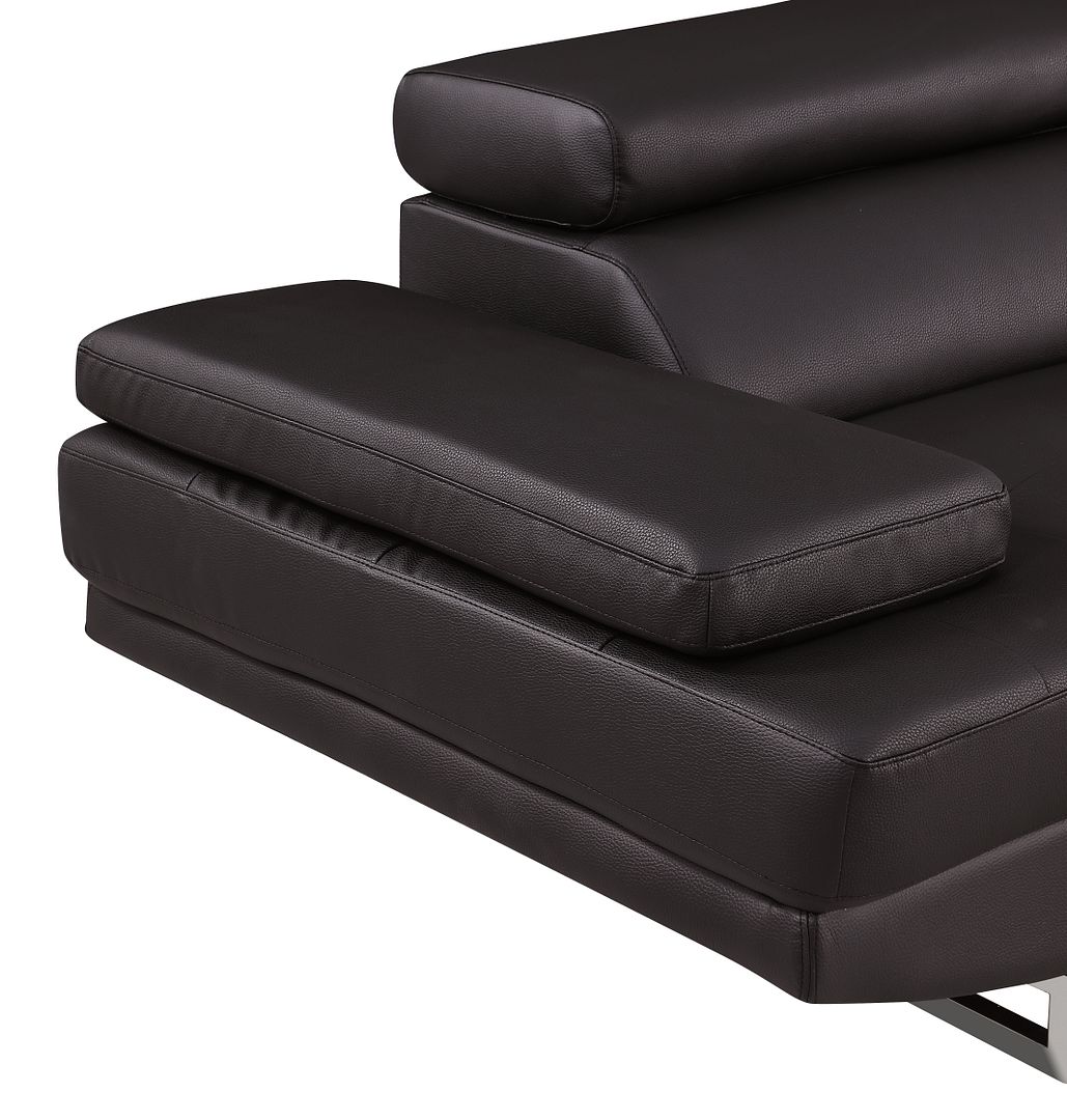 8136 Left Arm Facing Chaise with Adjustable Headrest in Genuine Leather