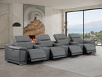 2679 Genuine Leather Sofa with 4 Power Recliners, Power Headrests & 3 Storage Consoles