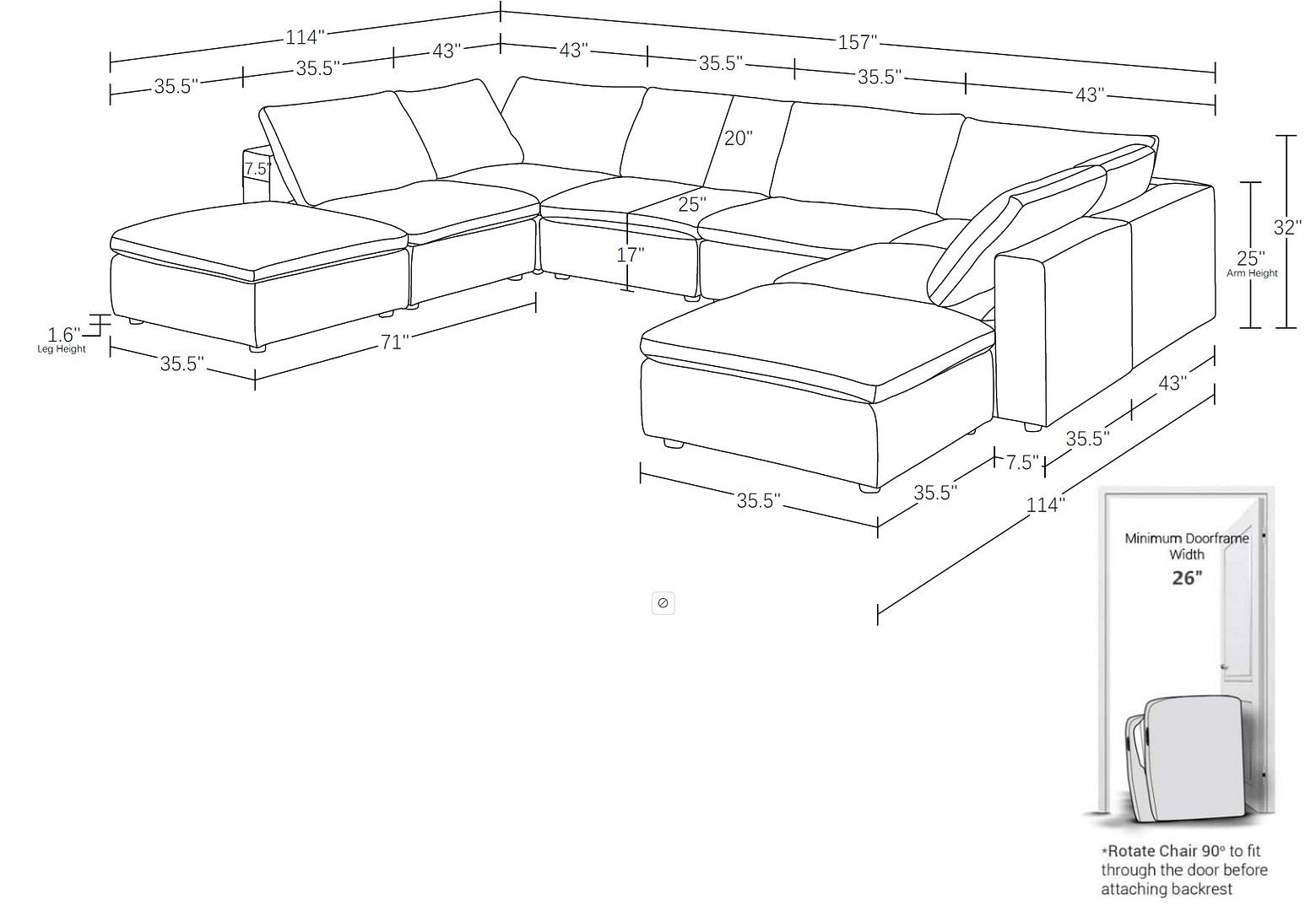 1100 Divanitalia Top-grain Italian Leather 8-Piece Sectional Sofa with Chaise