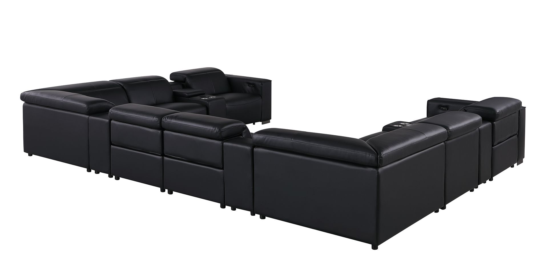 1208 12 Piece U-Shaped Leather Sectional Sofa with 4 Power Recliners & Power Headrest