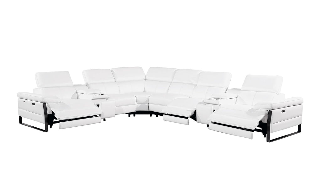 1246 Divanitalia 8-Piece L-Shaped Modular Power Reclining Sectional Sofa with 3 Power Recliners and Power Headrests - Top Grain Italian Leather