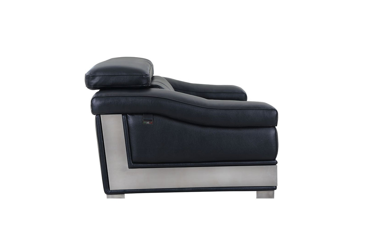 415 Divanitalia Loveseat with Adjustable Headrest in Top-grain Italian Leather - Black - SKU 415-L-BLACK - view 5