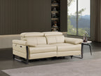 1246 - DivanItalia Beige Top Grain Italian Leather Loveseat with Power Headrest