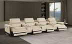1246 - DivanItalia Beige Modular Power Triple Reclining Triple Console Sofa with Power Reclining Headrests - Top Grain Italian Leather