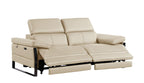 1246 - DivanItalia Beige Top Grain Italian Leather Loveseat with Power Headrest