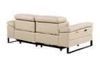 1246 - DivanItalia Beige Top Grain Italian Leather Loveseat with Power Headrest