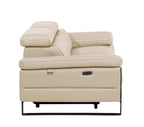 1246 - DivanItalia Beige Top Grain Italian Leather Loveseat with Power Headrest