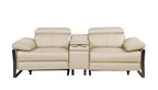 1246 Beige Top-Grain Italian Leather Console Loveseat (Power Headrest)