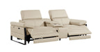 1246 Beige Top-Grain Italian Leather Console Loveseat (Power Headrest)