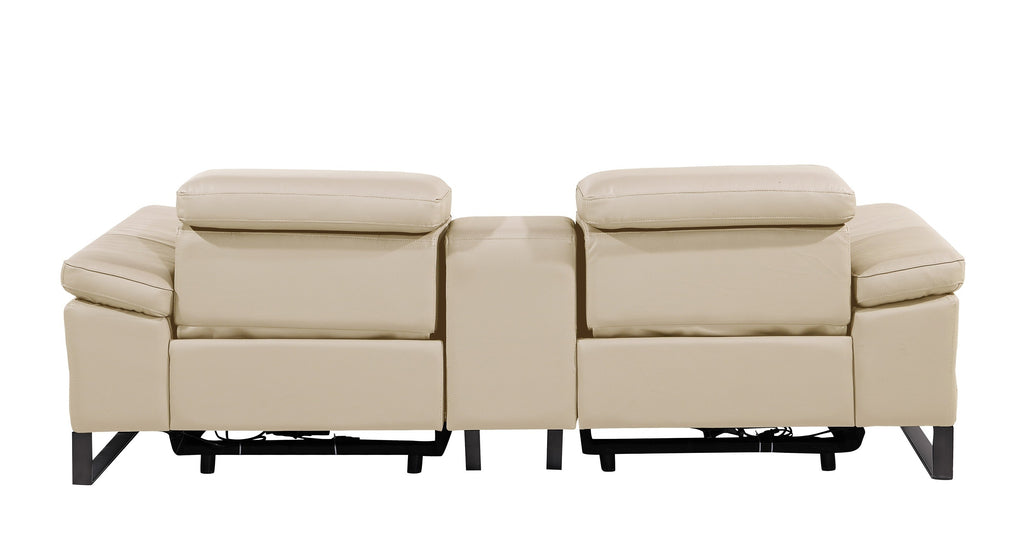 1246 Beige Top-Grain Italian Leather Console Loveseat (Power Headrest)