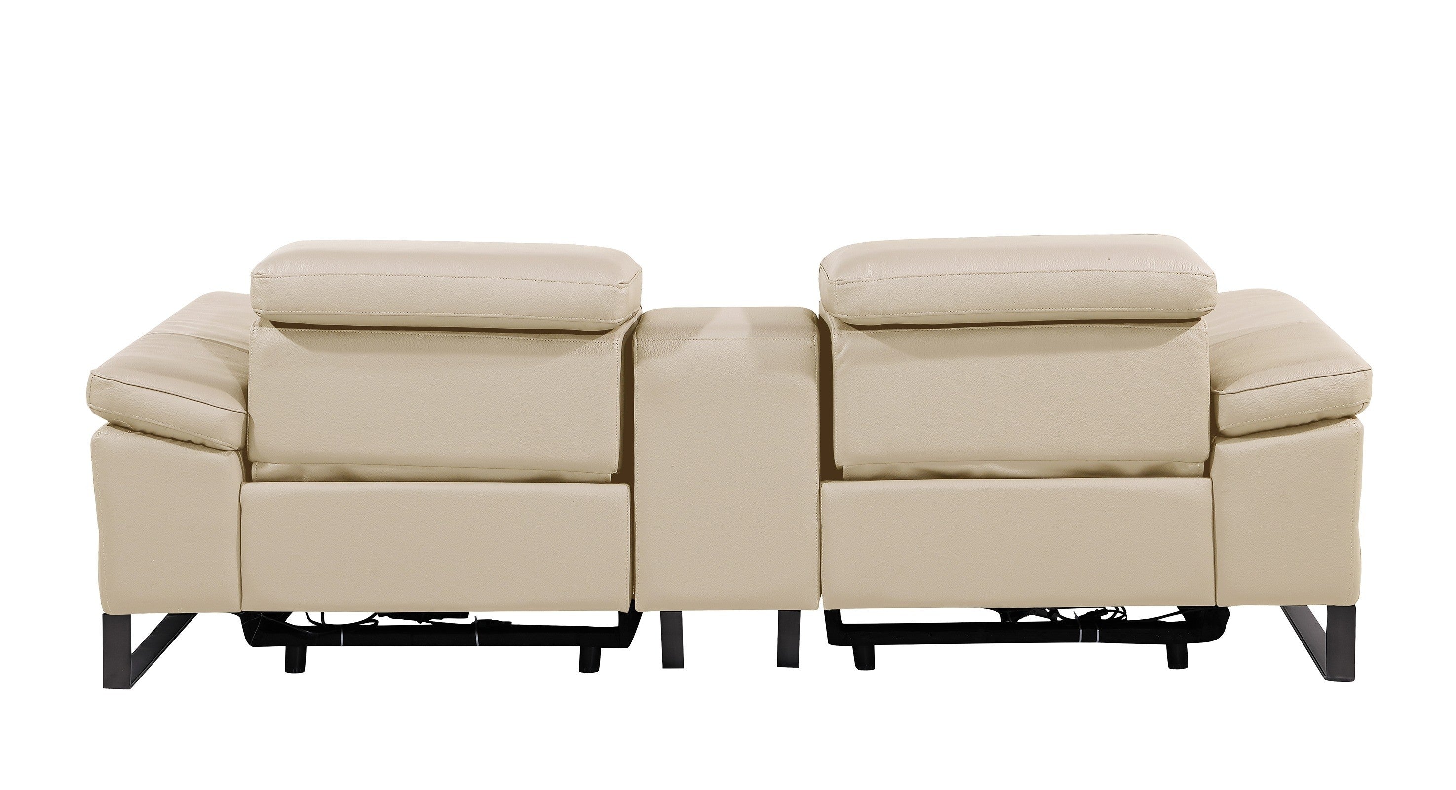 1246 Beige Top-Grain Italian Leather Console Loveseat (Power Headrest)