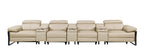 1246 - DivanItalia Beige Modular Power Triple Reclining Triple Console Sofa with Power Reclining Headrests - Top Grain Italian Leather