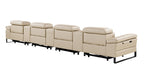 1246 - DivanItalia Beige Modular Power Triple Reclining Triple Console Sofa with Power Reclining Headrests - Top Grain Italian Leather