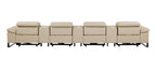1246 - DivanItalia Beige Modular Power Triple Reclining Triple Console Sofa with Power Reclining Headrests - Top Grain Italian Leather