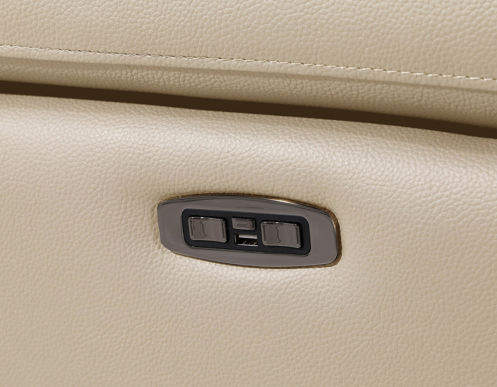 1246 - DivanItalia Beige Top Grain Italian Leather Loveseat with Power Headrest